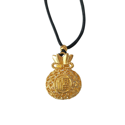 Gold Plated Placer Necklace Women's Sand Gold Water Wave Chain Live Delivery Jewelry Lucky Bag Pendant