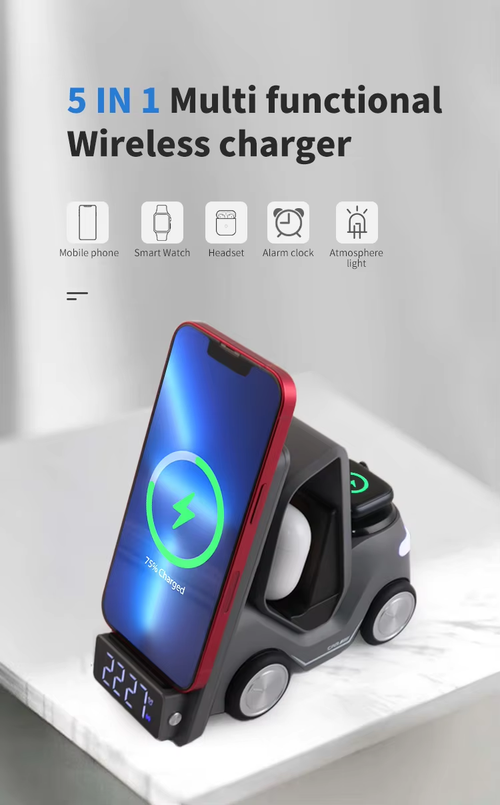 Black Tech Magnetic Charging Cradle 15W Wireless Fast Charging Three Devices Charge at the Same Time 360 Adjustment