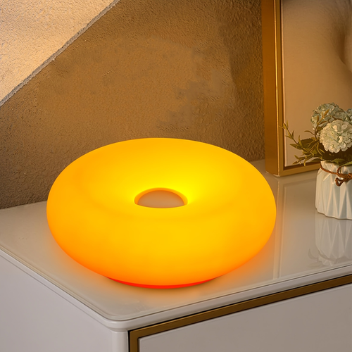 Modern LED Table Lamp Touch Orange Bauhaus Design Net Red Medieval Ins Wind Donut Wall Lamp for Bedroom Electric Power Glass