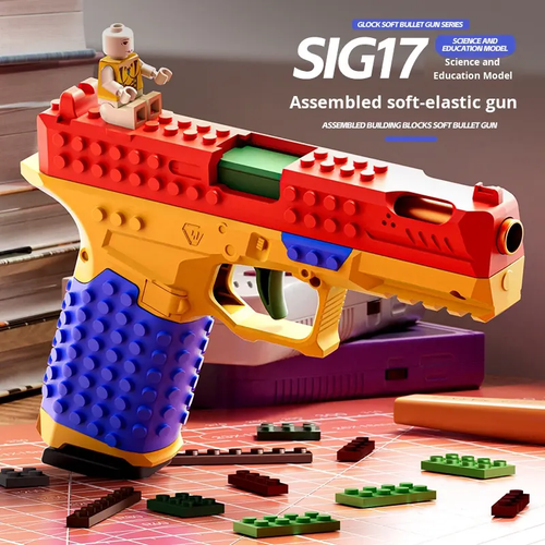 SIG17 Firing Toy Gun Building Blocks DIY Soft Bullet Gun Educational Model Shell Ejection Assembly Repeating