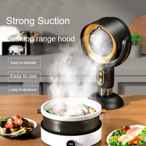 Mini Smart Desktop Range Hood High Suction Hot Pot BBQ Camping 2 Gears Fan Intelligent Rechargeable Portable Range Hood