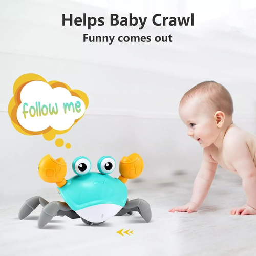 Hot Selling Children Gift Sensing Musical Crab Toy Electric Squeaky Walking Crawling Crab Moving Toy
