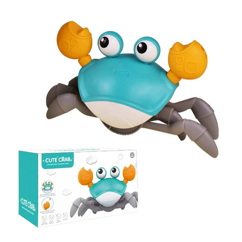 Hot Selling Children Gift Sensing Musical Crab Toy Electric Squeaky Walking Crawling Crab Moving Toy
