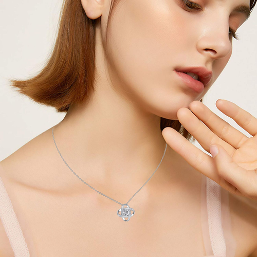 Silver Plated Inlay Rhinestone Clavicle Chain Creative Geometric Crystal Pendant Necklace Christmas Graduation Gift for Daughter