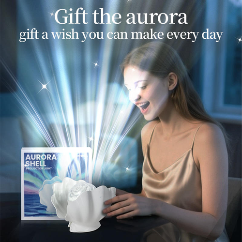 Ocean Northern Lights Projector Night Lamp Remote Control Timer Portable Rechargeable Shell Night Light for Home Decor Gifts