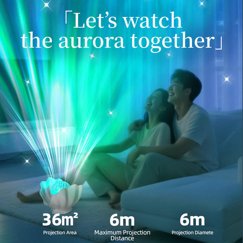 Ocean Northern Lights Projector Night Lamp Remote Control Timer Portable Rechargeable Shell Night Light for Home Decor Gifts