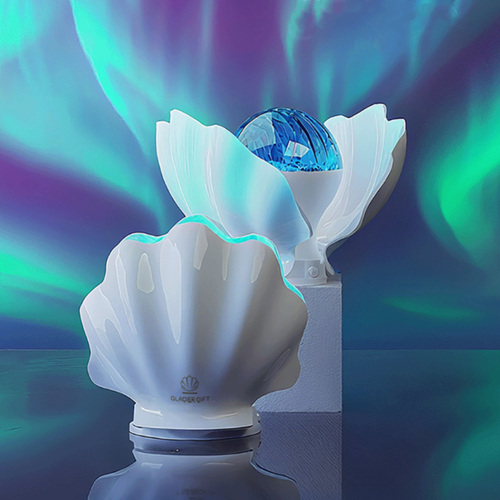 Ocean Northern Lights Projector Night Lamp Remote Control Timer Portable Rechargeable Shell Night Light for Home Decor Gifts