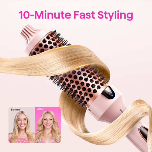 Wavytalk 206 Rose Gold Ceramic Barrel Hot Comb Heated Airless Bristle Thermal Brush