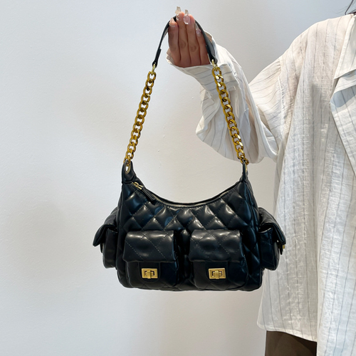 2026New diamond chain underarm bag fashionable and versatile crossbody bag multi-pocket dumpling bag