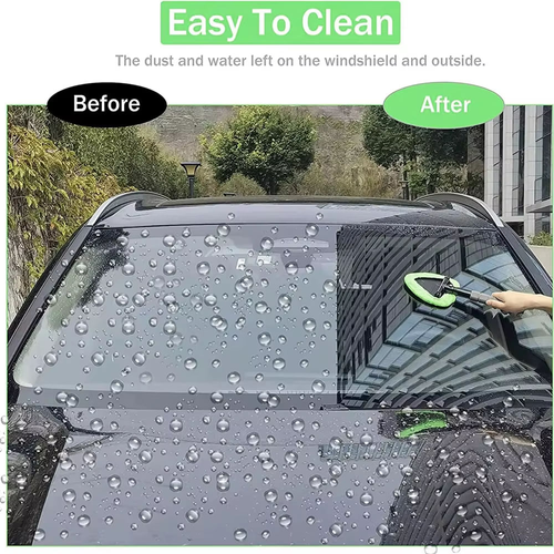 LIHENG Car Windshield Cleaning Tool with Extendable Handle and 4 Reusable Microfiber Pads Auto Windshield Cleaning Sponge