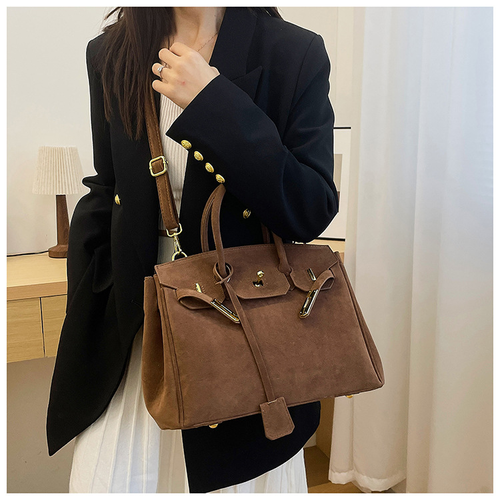 Custom Large Women's Suede Tote Messenger Bag Ladies Nubuck Leather Retro Hobo Shoulder Bag