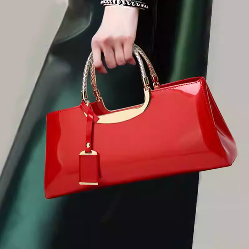 Lacquer Leather Women's Bag 2025 Retro Lacquer Leather Handheld Banquet Bag Korean Edition Trendy Women's Bag