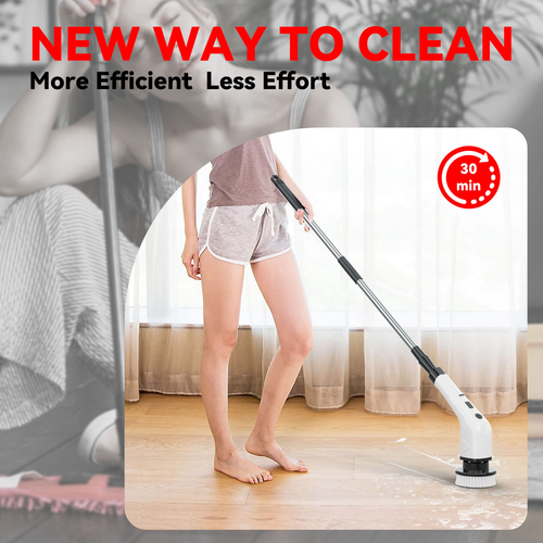 Electric Spin Scrubber Machine Cordless Scrubbers for Cleaning Bathroom With Long Handle Electric Cleaning Brush