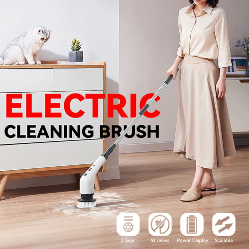 Electric Spin Scrubber Machine Cordless Scrubbers for Cleaning Bathroom With Long Handle Electric Cleaning Brush