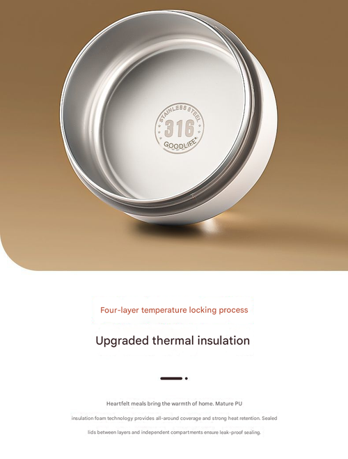 316 Stainless Steel Insulated Lunch Box with Portable Soup Bowl Office Workers' Insulated Bucket Lid for Microwave Oven Use