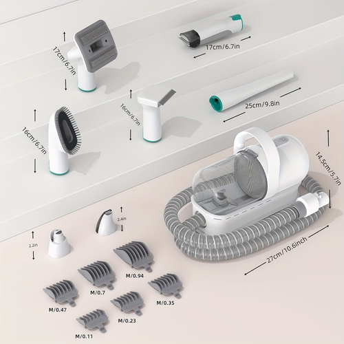 Dog Grooming Vacuum Kit 7-in-1 Pet Clipper With Nail Grinder Hair Trimming & Combing Low Noise Pet Grooming Products