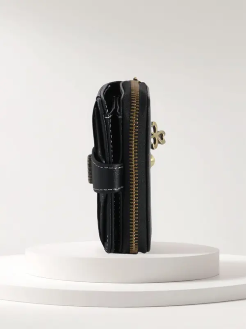 Mini bag, personalized and simple style, short wallet for men and women, vintage style zippered coin purse, multi-functional driver's license holder.