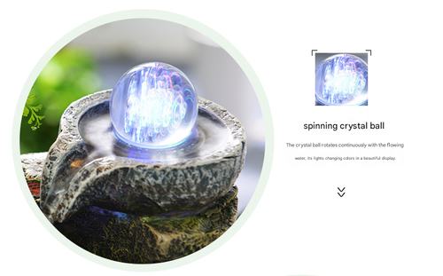 Artificial rockery, flowing water fountain, living room counter, office desktop water wheel, light luxury water feature decoration.