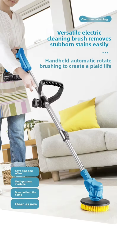 6-in-1 Extendable Electric Cleaning Brush DIY Grade Bathroom Courtyard Sweeper Polishing Snow and Leaf Sweeping Tool