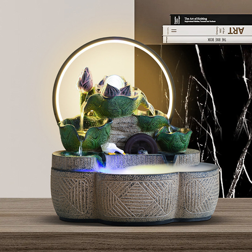 Light Luxury New Chinese Running Water Wheel Cycle Water Transit Beads Desktop Ornament Living Room Ornament