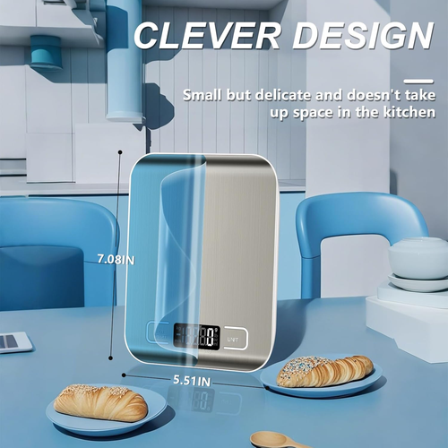 11lb Digital Stainless Steel Kitchen Scale LCD Display 6 Units with Tare Function Measures 0.05oz 1g for Baking  Meal Prep