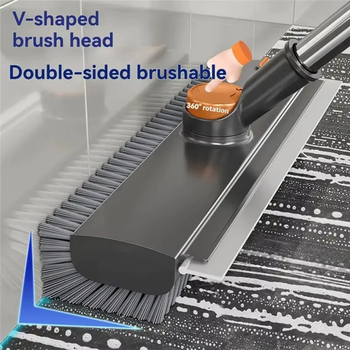 Plastic Push Broom Brush Crevice Cleaning Tool for Home Bathroom Floor Scrubbing Cleaning Brush With Squeegee Floor Scrub Brush