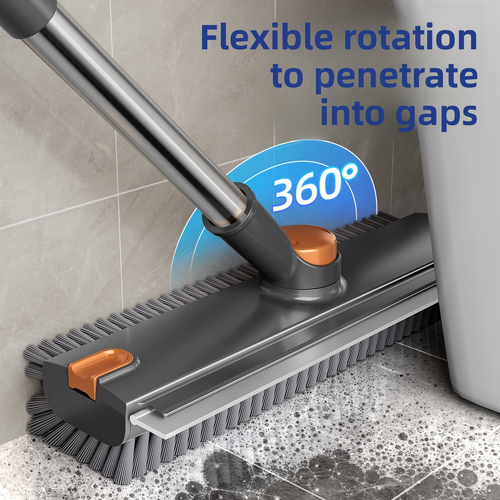 Plastic Push Broom Brush Crevice Cleaning Tool for Home Bathroom Floor Scrubbing Cleaning Brush With Squeegee Floor Scrub Brush
