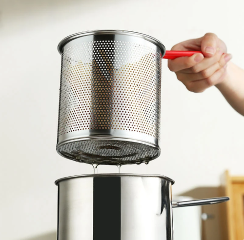 Frying Pot With Strainer Basket Tong Stainless Steel Japanese Tempura Frying Pot for French Fries Chicken