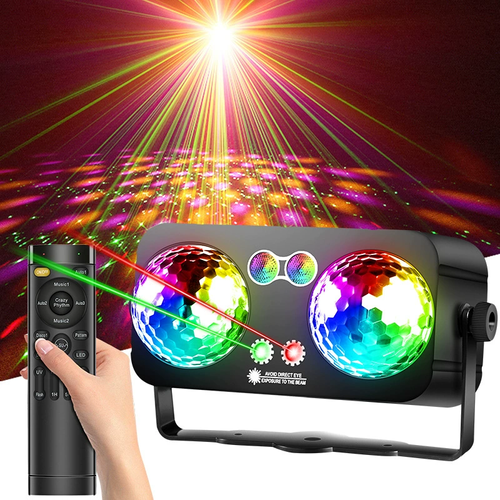 Double-Headed Magic Ball LED Stage Light Colorful KTV Home Atmosphere Light with Strobe Sound Control Cross-Border Bar Light