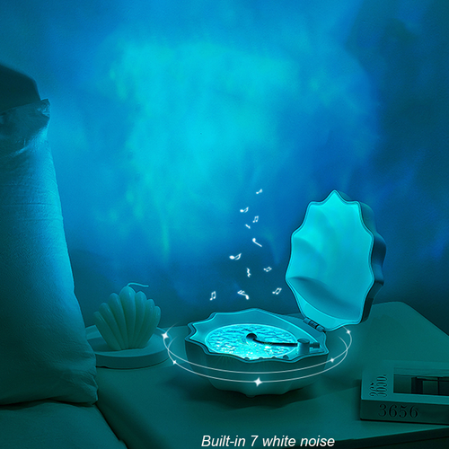 Northern Lights Bedroom Night Light Projector LED Modern Built-in Wireless Speaker White Noise Kids Party Music Shell Room Decor