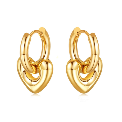 Internet Celebrity Sweet, Exquisite, Fashionable Heart Ear Buckle, Two Wearing Titanium Steel Earrings