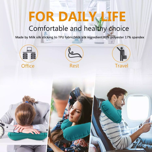 Press-type inflatable U-shaped neck support pad, specially designed for neck protection. Portable and foldable. It is the most comfortable choice for travel and work breaks.