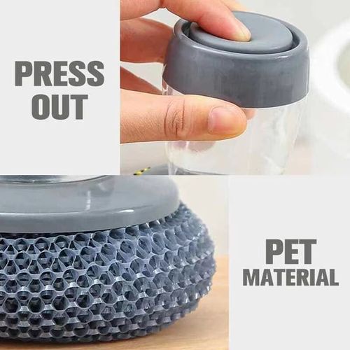 Creative kitchen pan dishwasher, can remove stains and grease. With liquid soap dispenser, stove brush. Buy one get one free, very cost-effective.