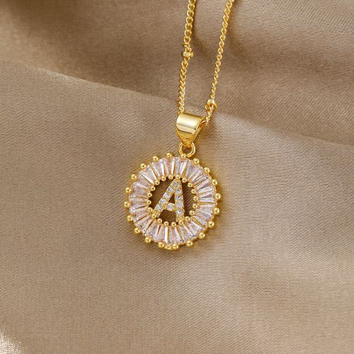 Unisex Iced Out Letter A Pendant Necklaces 18K Gold Plated Cubic Zirconia Initial A Charm Jewelry 2 Styles Hip Hop Fashion Necklaces for Men & Women