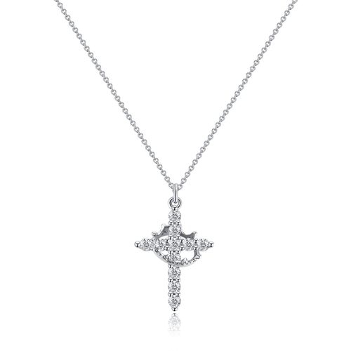 Best-Selling Diamond-Inlaid Crown Cross Necklace (Gold): Moissanite Setting, Pure Copper Gold-Plated Craftsmanship, Light Luxury Style, Fashionable & Versatile