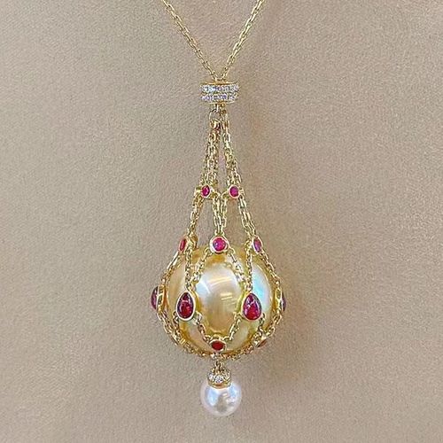 New Arrival TikTok Hit Pearl Necklace | Metal Mesh & Crystal Woven Net Pearl Choker for Sweaters, Random Colors