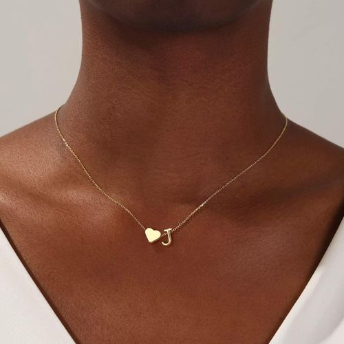 Personalized Heart and Initial J Necklace Minimalist Gold Plated Dainty Pendant for Daily Wear and Gifts