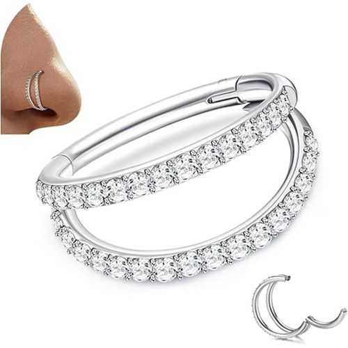 European American Style Three Layer Slanted Edge CZ Nose Ring Personalized Body Piercing Jewelry Zircon Studded Nose Hoop