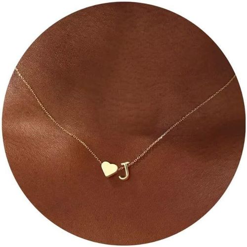 Personalized Heart and Initial J Necklace Minimalist Gold Plated Dainty Pendant for Daily Wear and Gifts