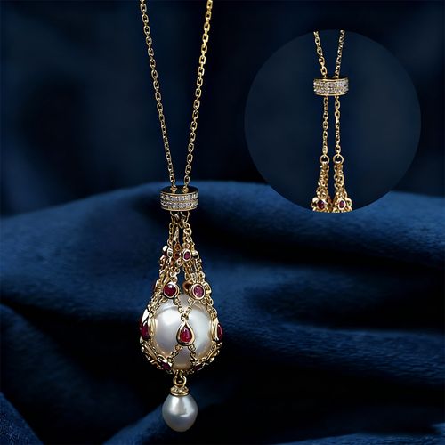 New Arrival TikTok Hit Pearl Necklace | Metal Mesh & Crystal Woven Net Pearl Choker for Sweaters, Random Colors