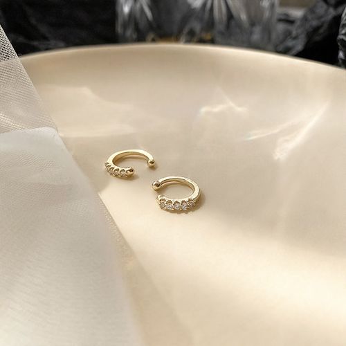 U Shaped CZ Paved Nose Ring Silver & Gold Plated Fashion Nostril Piercing Jewelry