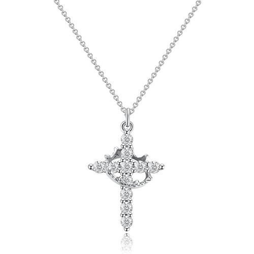 🎄（Shipped in a random size mystery box ）Bestselling Crown Cross Necklace for Women, Fashionable Full Diamond Cross Crown Necklace