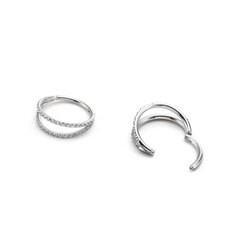 European American Style Three Layer Slanted Edge CZ Nose Ring Personalized Body Piercing Jewelry Zircon Studded Nose Hoop