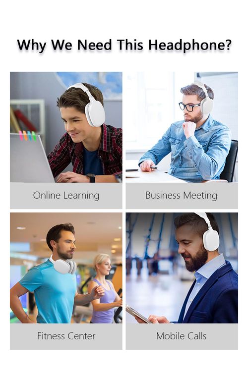 Wireless Over-Ear Bluetooth Headphones: Active Noise Cancellation, Stereo Sound, Long Battery Life & Comfortable for Extended Wear