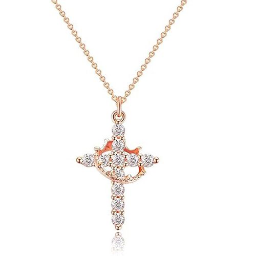 🎄（Shipped in a random size mystery box ）Bestselling Crown Cross Necklace for Women, Fashionable Full Diamond Cross Crown Necklace