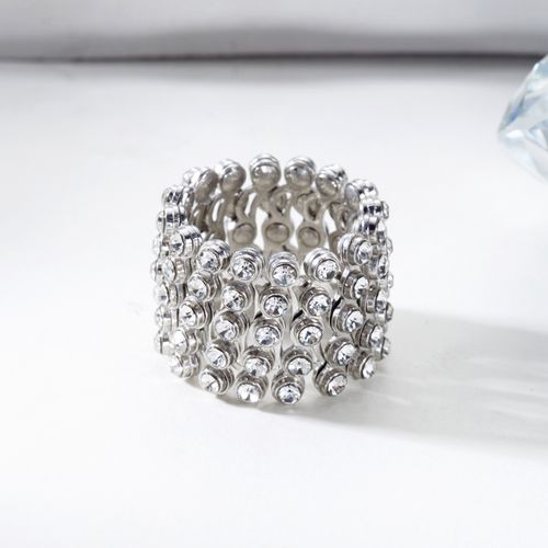 New Arrival Five-row Drill Expandable Ring: A Creative Magic Retractable Ring with Dual Wearing Styles, Convertible to a Bracelet