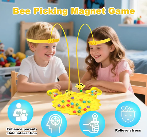 🐝 Little Bees Collect Pearls – Magnetic Tabletop Fishing Game