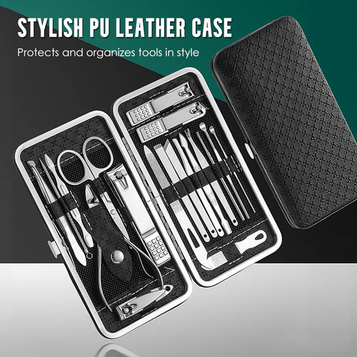 Stainless Steel Manicure Sets with PU Leather Case