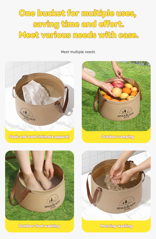 🏆Flash Sale⚡Collapsible Travel Basin – Portable Foldable Bucket for Camping, Laundry & Foot Soaks