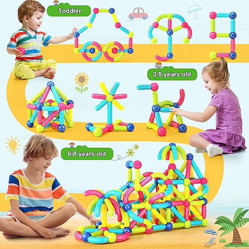 🏆Flash Sale⚡Magnetic Tiles Building Blocks for Toddlers 3-5 - STEM Educational Toys